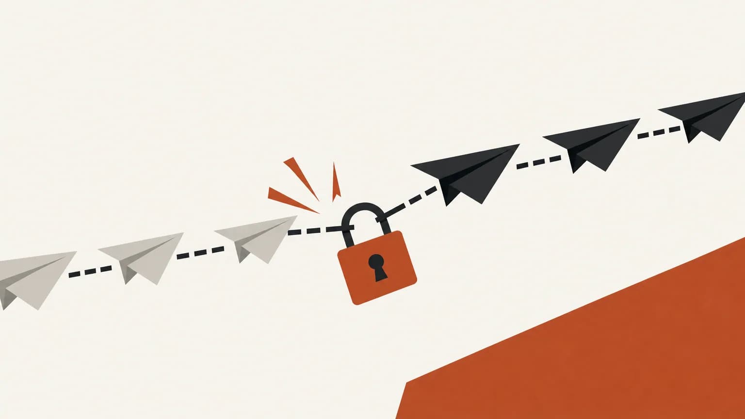 Illustration of a broken invite chain stopping a forwarded Telegram link