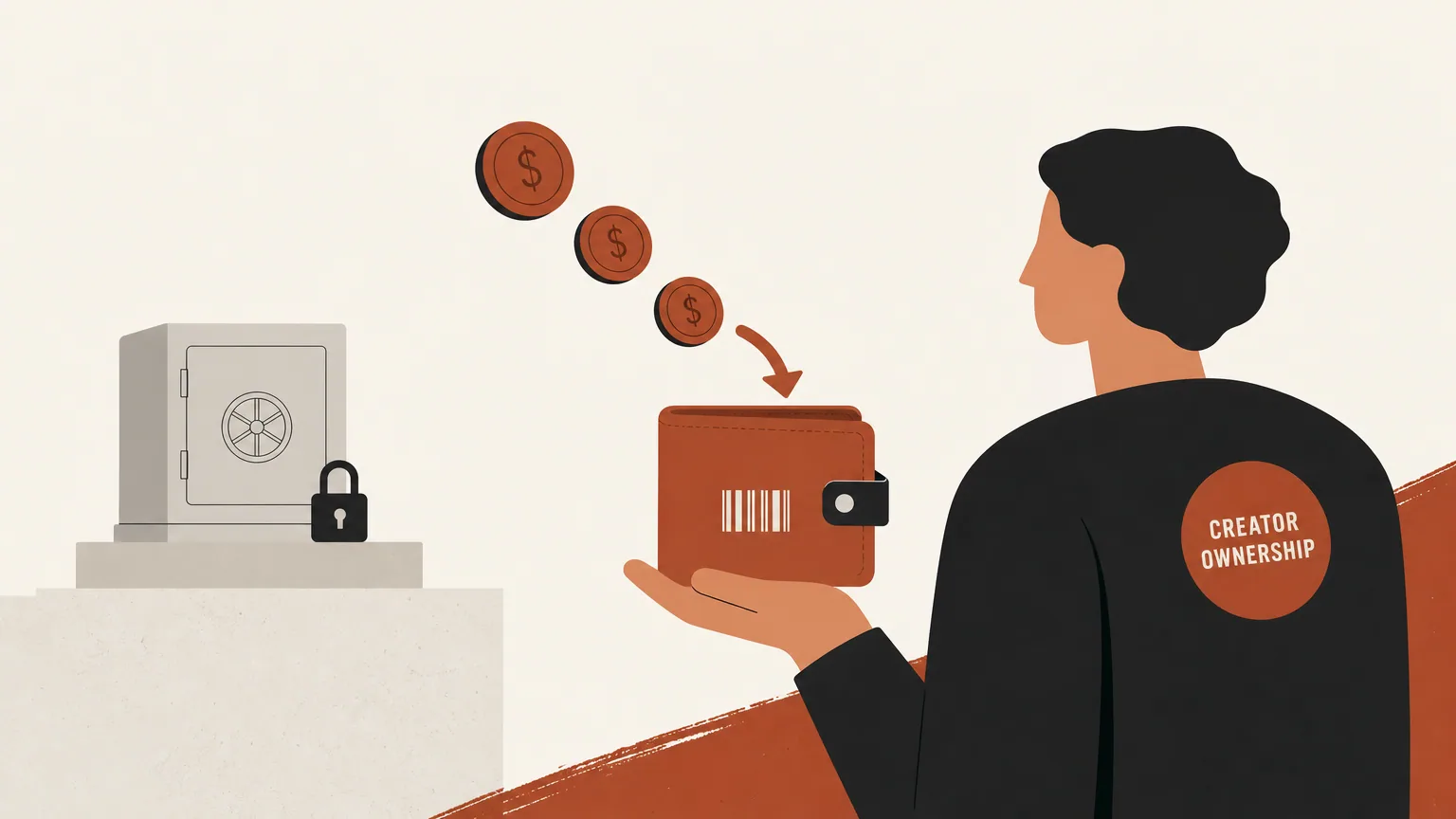 Illustration of payouts flowing into a creator-owned wallet instead of a shared platform vault
